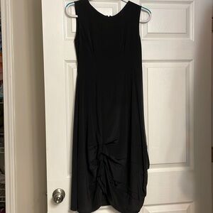 Megan Salmon Silk  Sleeveless Black Midi Dress Size 10